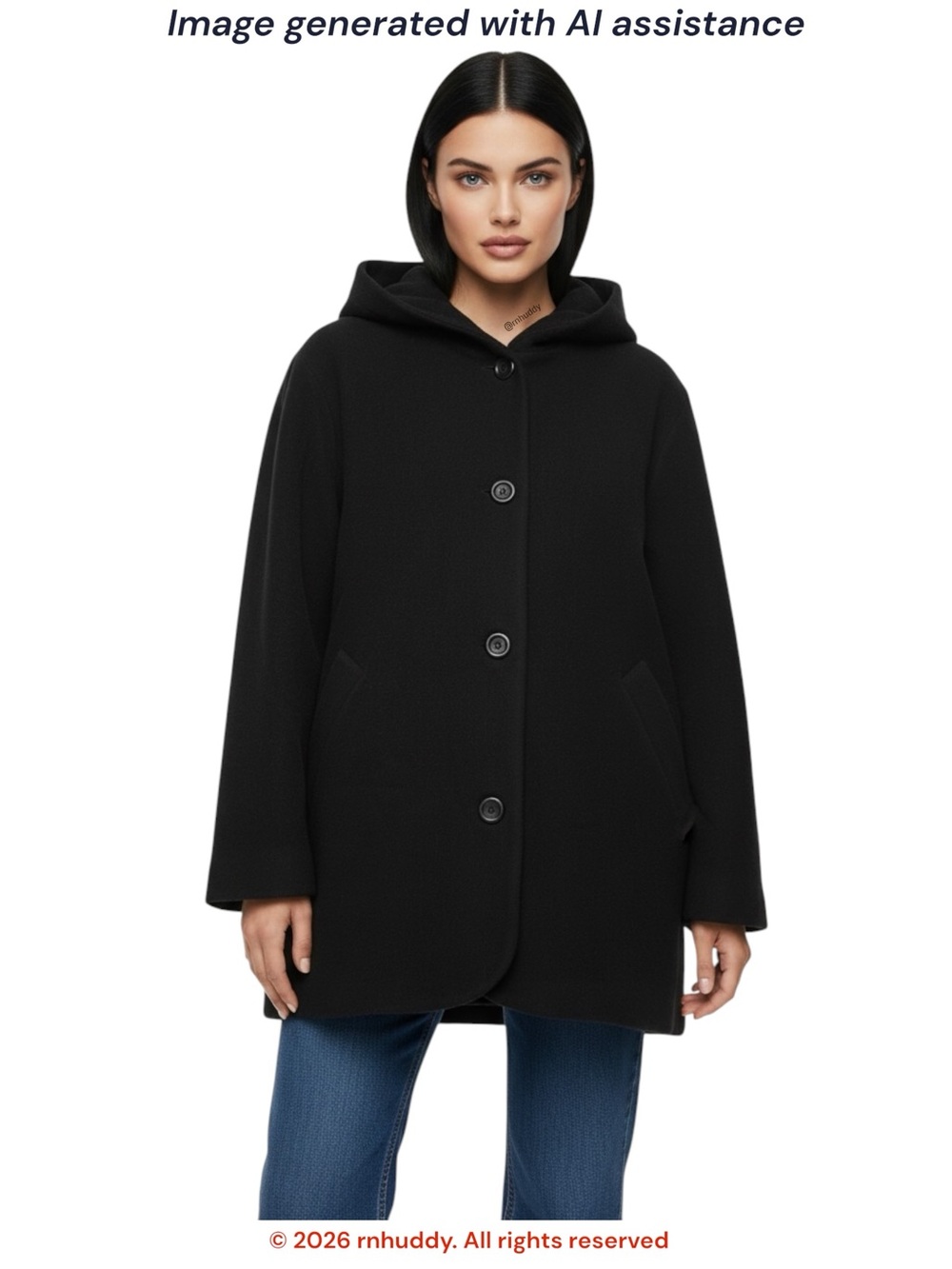 Kristen Blake XL black 80% lambswool hooded coat